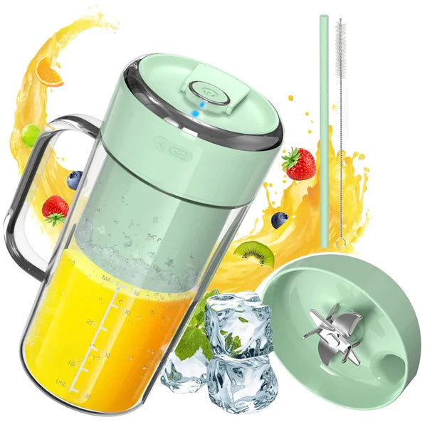 Portable Blender, Small Juicer for Shakes and Smoothies, Easy-to-Clean Rechargeable Juicer Machines, Blender Bottle with Nutrient and Vitamin Dense, 12 oz Juice Cup with 8 Blades, Green
