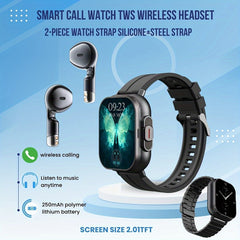 2 In 1 Design Smartwatch with Wireless Earbuds
