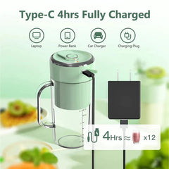 Portable Blender, Small Juicer for Shakes and Smoothies, Easy-to-Clean Rechargeable Juicer Machines, Blender Bottle with Nutrient and Vitamin Dense, 12 oz Juice Cup with 8 Blades, Green